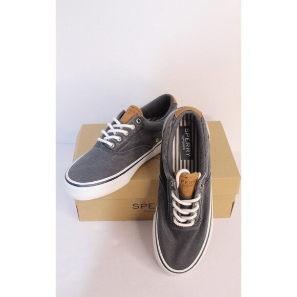Sperry Striper ll Salt Washed CVO Men's 9 Navy White Canvas Leather Casual NWB